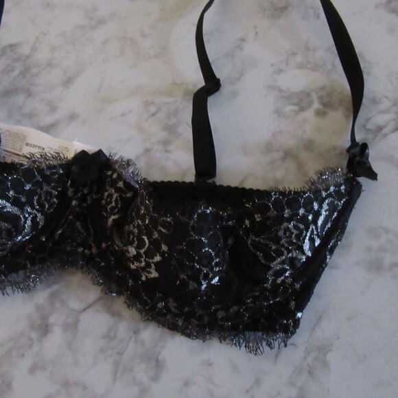 New Axami Bra 34E Black Lace Half Cup Carmen Underwire Back Closure - Picture 5 of 6